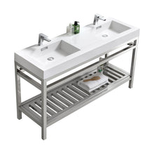 Load image into Gallery viewer, Cisco 60&quot; Double Sink Stainless Steel Console with Acrylic Sink - Vanity Grace Store