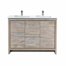 Load image into Gallery viewer, KubeBath Dolce 48&quot; Double Sink Modern Bathroom Vanity with White Quartz Counter-Top- Kubebath