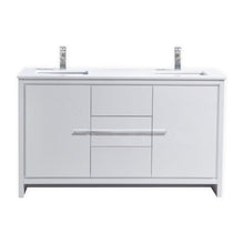 Load image into Gallery viewer, KubeBath Dolce 60&quot; Double Sink Vanity | White Quartz | Vanity Grace | US