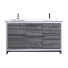 Load image into Gallery viewer, KubeBath Dolce 60&quot; Double Sink Vanity | White Quartz | Vanity Grace | US