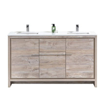 Load image into Gallery viewer, KubeBath Dolce 60&quot; Double Sink Vanity | White Quartz | Vanity Grace | US