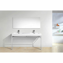 Load image into Gallery viewer, Haus 60&quot; Double Sink Stainless Steel Console w/ White Acrylic Sink - Chrome - Vanity Grace Store