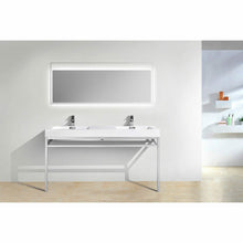 Load image into Gallery viewer, Haus 60&quot; Double Sink Stainless Steel Console w/ White Acrylic Sink - Chrome - Vanity Grace Store