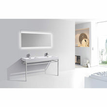 Load image into Gallery viewer, Haus 60&quot; Double Sink Stainless Steel Console w/ White Acrylic Sink - Chrome - Vanity Grace Store