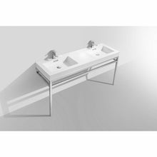 Load image into Gallery viewer, Haus 60&quot; Double Sink Stainless Steel Console w/ White Acrylic Sink - Chrome - Vanity Grace Store