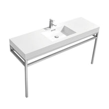 Load image into Gallery viewer, Haus 60&quot; Single Sink Stainless Steel Console w/ White Acrylic Sink - Chrome - Vanity Grace Store