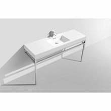 Load image into Gallery viewer, Haus 60&quot; Single Sink Stainless Steel Console w/ White Acrylic Sink - Chrome - Vanity Grace Store
