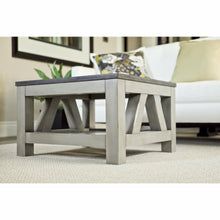 Load image into Gallery viewer, Water Creation Aberdeen Collection 27 Inch By 27 Inch Blue Limestone Top Coffee Table in Grizzle Grey Distressed Finish- Water Creation