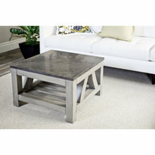 Load image into Gallery viewer, Water Creation Aberdeen Collection 27 Inch By 27 Inch Blue Limestone Top Coffee Table in Grizzle Grey Distressed Finish- Water Creation