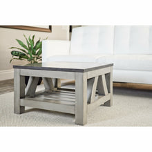 Load image into Gallery viewer, Water Creation Aberdeen Collection 27 Inch By 27 Inch Blue Limestone Top Coffee Table in Grizzle Grey Distressed Finish- Water Creation