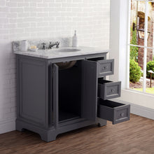 Load image into Gallery viewer, Water Creation 36 Inch Wide Cashmere Grey Single Sink Carrara Marble Bathroom Vanity With Matching Mirror From The Derby Collection- Water Creation