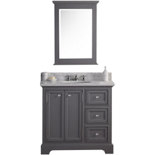 Load image into Gallery viewer, Water Creation 36 Inch Wide Cashmere Grey Single Sink Carrara Marble Bathroom Vanity With Matching Mirror From The Derby Collection- Water Creation