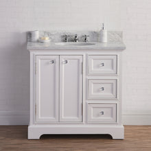 Load image into Gallery viewer, Water Creation 36 Inch Wide Cashmere Grey Single Sink Carrara Marble Bathroom Vanity With Faucets From The Derby Collection- Water Creation