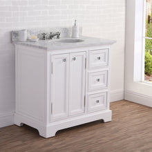 Load image into Gallery viewer, Water Creation 36 Inch Wide Cashmere Grey Single Sink Carrara Marble Bathroom Vanity With Faucets From The Derby Collection- Water Creation
