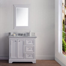 Load image into Gallery viewer, Water Creation 36 Inch Wide Pure White Single Sink Carrara Marble Bathroom Vanity With Faucets From The Derby Collection- Water Creation