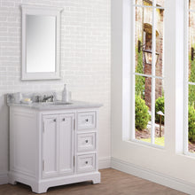 Load image into Gallery viewer, Water Creation 36 Inch Wide Pure White Single Sink Carrara Marble Bathroom Vanity With Faucets From The Derby Collection- Water Creation