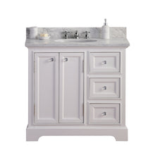 Load image into Gallery viewer, Water Creation 36 Inch Wide Pure White Single Sink Carrara Marble Bathroom Vanity With Matching Mirror And Faucet(s) From The Derby Collection- Water Creation