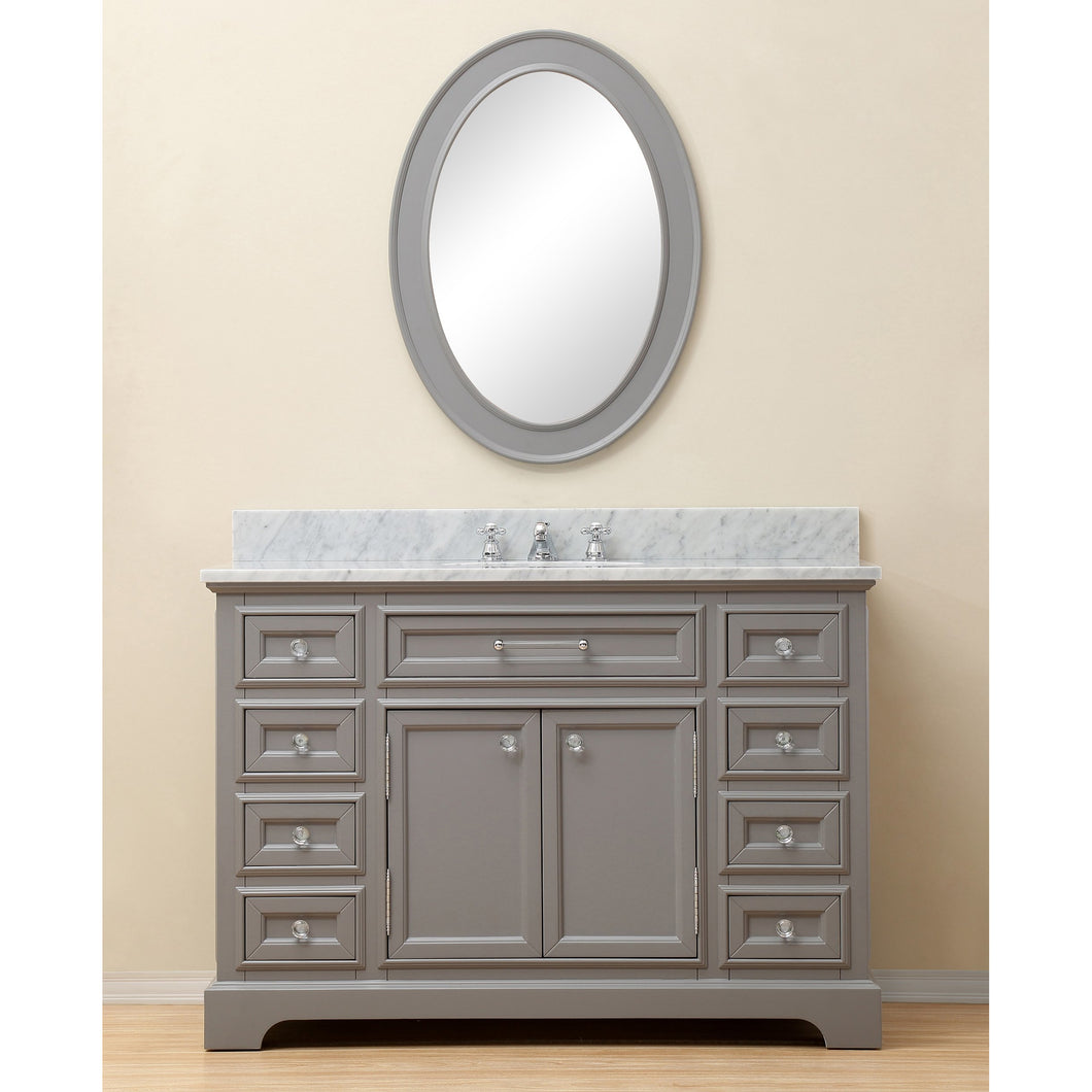 Water Creation 48 Inch Pure White Single Sink Bathroom Vanity With Matching Framed Mirror From The Derby Collection- Water Creation