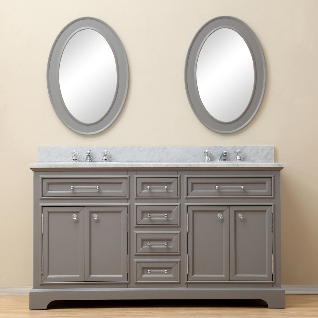 Water Creation 60 Inch Pure White Double Sink Bathroom Vanity From The Derby Collection- Water Creation