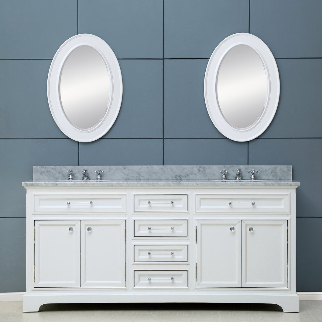 Water Creation 60 Inch Cashmere Grey Double Sink Bathroom Vanity With Matching Framed Mirrors And Faucets From The Derby Collection- Water Creation