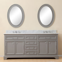 Load image into Gallery viewer, Water Creation 72 Inch Cashmere Grey Double Sink Bathroom Vanity With Matching Framed Mirrors From The Derby Collection- Water Creation