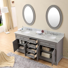 Load image into Gallery viewer, Water Creation 72 Inch Pure White Double Sink Bathroom Vanity With Matching Framed Mirrors From The Derby Collection- Water Creation