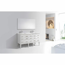 Load image into Gallery viewer, Eiffel 60&quot; Double Sink High Gloss White Vanity W/ Quartz Counter Top - Vanity Grace Store