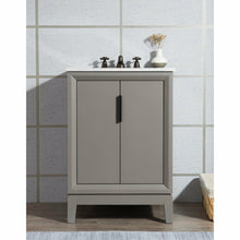 Load image into Gallery viewer, Water Creation Elizabeth 24-Inch Single Sink Carrara White Marble Vanity In Cashmere Grey With Matching Mirror(s)- Water Creation