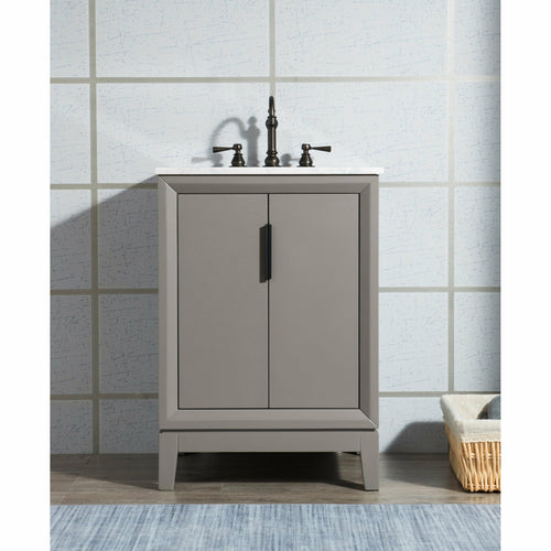 Water Creation Elizabeth 24-Inch Single Sink Carrara White Marble Vanity In Pure White With Matching Mirror(s)- Water Creation