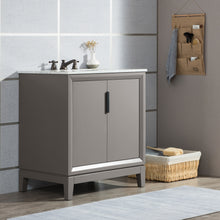 Load image into Gallery viewer, Water Creation Elizabeth 30-Inch Single Sink Carrara White Marble Vanity In Cashmere Grey- Water Creation
