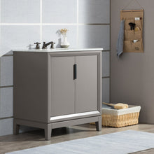 Load image into Gallery viewer, Water Creation Elizabeth 30-Inch Single Sink Carrara White Marble Vanity In Cashmere Grey With Matching Mirror(s) and F2-0009-03-BX Lavatory Faucet(s)- Water Creation