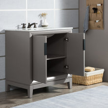 Load image into Gallery viewer, Water Creation Elizabeth 30-Inch Single Sink Carrara White Marble Vanity In Cashmere Grey- Water Creation