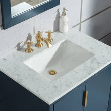 Load image into Gallery viewer, Water Creation Elizabeth 30-Inch Single Sink Carrara White Marble Vanity In Monarch Blue With Matching Mirror(s) and F2-0013-06-FX Lavatory Faucet(s)- Water Creation