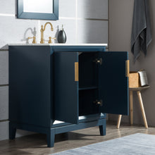Load image into Gallery viewer, Water Creation Elizabeth 30-Inch Single Sink Carrara White Marble Vanity In Monarch Blue- Water Creation