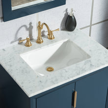 Load image into Gallery viewer, Water Creation Elizabeth 30-Inch Single Sink Carrara White Marble Vanity In Monarch Blue With Matching Mirror(s)- Water Creation