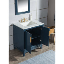 Load image into Gallery viewer, Water Creation Elizabeth 30-Inch Single Sink Carrara White Marble Vanity In Monarch Blue  With F2-0013-06-FX Lavatory Faucet(s)- Water Creation