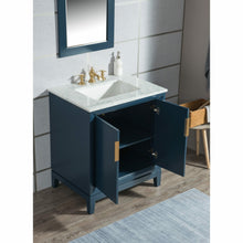 Load image into Gallery viewer, Water Creation Elizabeth 30-Inch Single Sink Carrara White Marble Vanity In Monarch Blue With Matching Mirror(s) and F2-0013-06-FX Lavatory Faucet(s)- Water Creation
