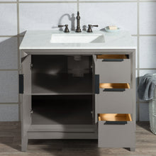 Load image into Gallery viewer, Water Creation Elizabeth 36-Inch Single Sink Carrara White Marble Vanity In Cashmere Grey With Matching Mirror(s) and F2-0012-03-TL Lavatory Faucet(s)- Water Creation