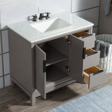 Load image into Gallery viewer, Water Creation Elizabeth 36-Inch Single Sink Carrara White Marble Vanity In Cashmere Grey With Matching Mirror(s) and F2-0009-03-BX Lavatory Faucet(s)- Water Creation