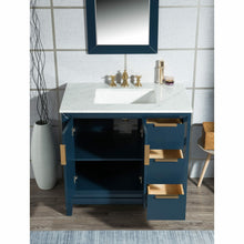 Load image into Gallery viewer, Water Creation Elizabeth 36-Inch Single Sink Carrara White Marble Vanity In Monarch Blue  With F2-0013-06-FX Lavatory Faucet(s)- Water Creation