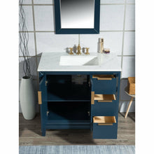 Load image into Gallery viewer, Water Creation Elizabeth 36-Inch Single Sink Carrara White Marble Vanity In Monarch Blue With Matching Mirror(s) and F2-0013-06-FX Lavatory Faucet(s)- Water Creation