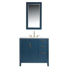 Load image into Gallery viewer, Water Creation Elizabeth 36-Inch Single Sink Carrara White Marble Vanity In Monarch Blue- Water Creation