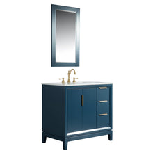 Load image into Gallery viewer, Water Creation Elizabeth 36-Inch Single Sink Carrara White Marble Vanity In Monarch Blue With Matching Mirror(s) and F2-0012-06-TL Lavatory Faucet(s)- Water Creation