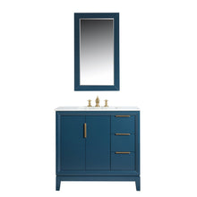 Load image into Gallery viewer, Water Creation Elizabeth 36-Inch Single Sink Carrara White Marble Vanity In Monarch Blue  With F2-0013-06-FX Lavatory Faucet(s)- Water Creation