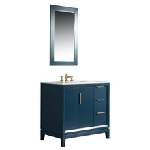 Load image into Gallery viewer, Water Creation Elizabeth 36-Inch Single Sink Carrara White Marble Vanity In Monarch Blue  With F2-0013-06-FX Lavatory Faucet(s)- Water Creation