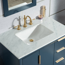 Load image into Gallery viewer, Water Creation Elizabeth 36-Inch Single Sink Carrara White Marble Vanity In Monarch Blue  With F2-0012-06-TL Lavatory Faucet(s)- Water Creation