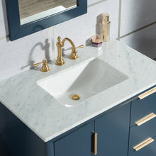 Load image into Gallery viewer, Water Creation Elizabeth 36-Inch Single Sink Carrara White Marble Vanity In Monarch Blue- Water Creation
