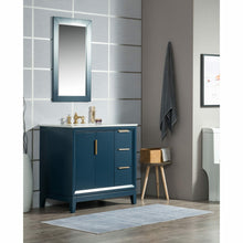 Load image into Gallery viewer, Water Creation Elizabeth 36-Inch Single Sink Carrara White Marble Vanity In Monarch Blue  With F2-0013-06-FX Lavatory Faucet(s)- Water Creation
