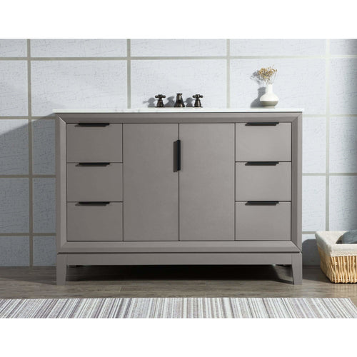 Water Creation Elizabeth 48-Inch Single Sink Carrara White Marble Vanity In Cashmere Grey  With F2-0009-03-BX Lavatory Faucet(s)- Water Creation