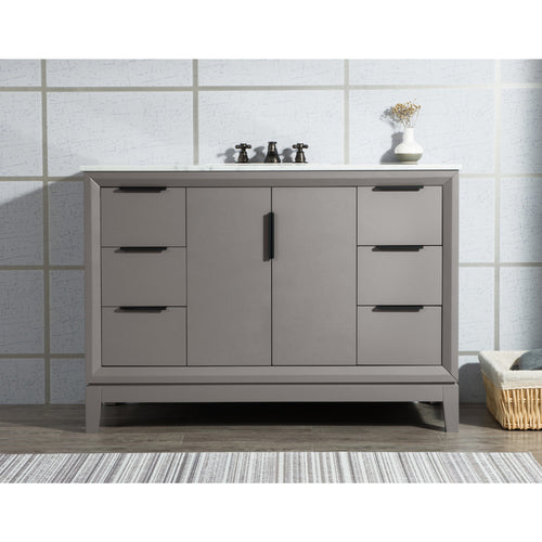 Water Creation Elizabeth 48-Inch Single Sink Carrara White Marble Vanity In Cashmere Grey- Water Creation